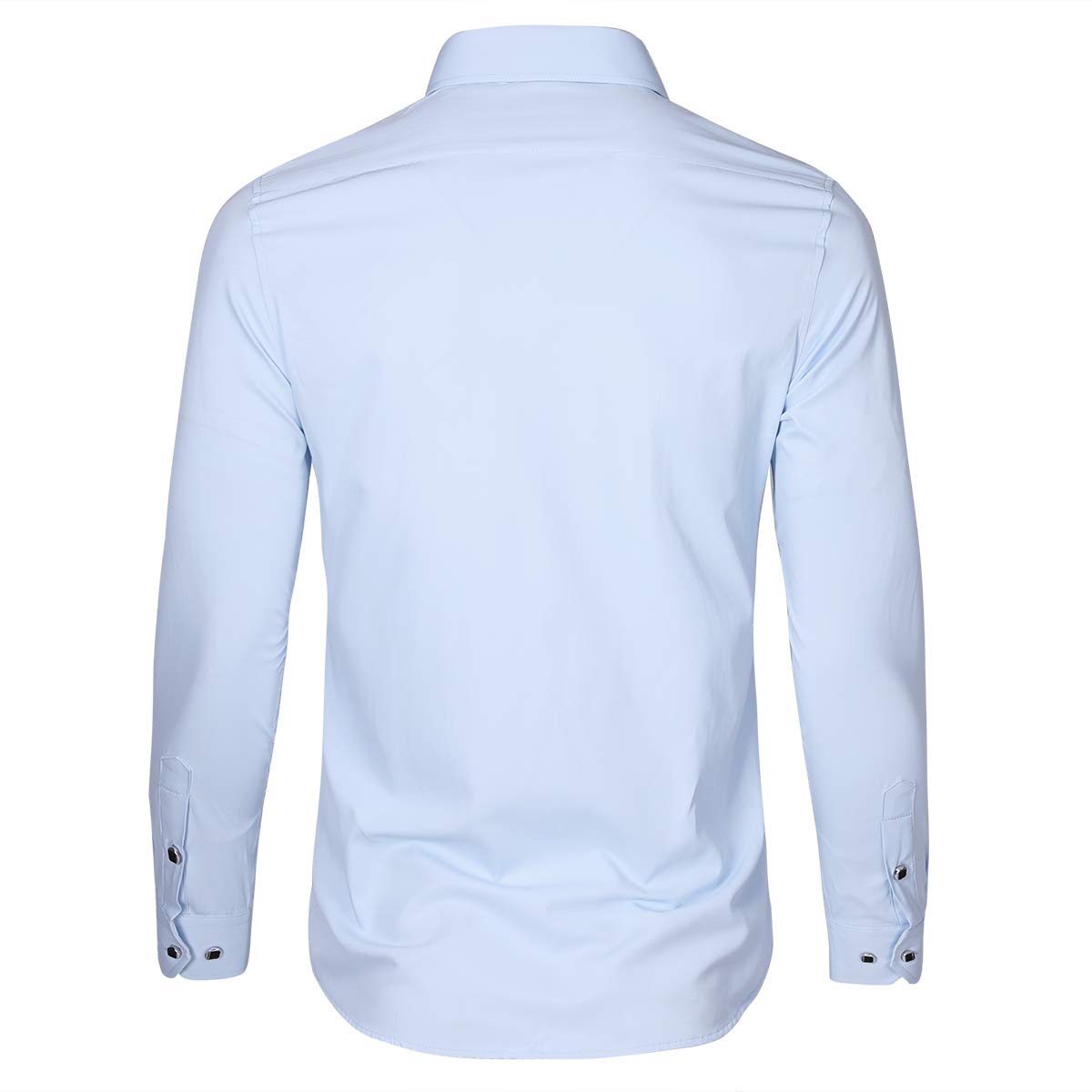 YFFUSHI Mens Shirt Pure Color Long Sleeve Button Down Shirt Light Blue