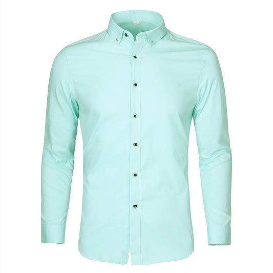 YFFUSHI Mens Shirt Pure Color Long Sleeve Button Down Shirt Green