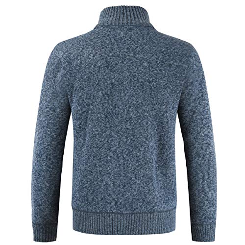 Mens Knitted Cardigan Thick Sweater Full Zip Stand Collar Warm Jumper Fleece Lined Winter Coat