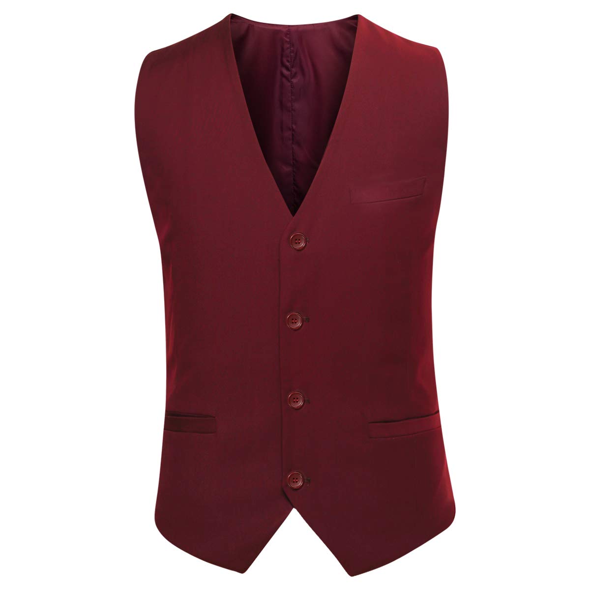 YFFUSHI Mens Suit Jacket Vest 2 Piece Set Slim Fit Separate Casual Formal Dress Tops Red