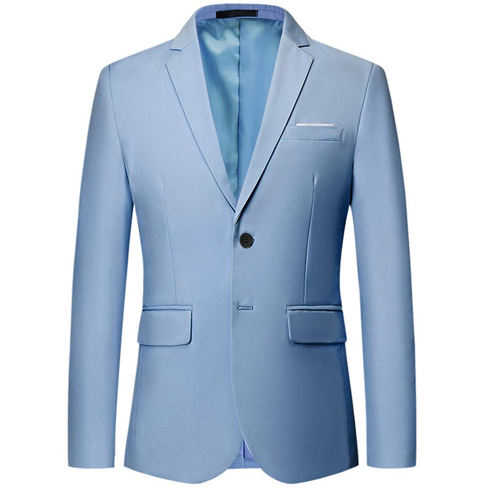 YFFUSHI Men's 2 Piece Suit Solid Two-Button Casual Elegant Tuxedo Light Blue