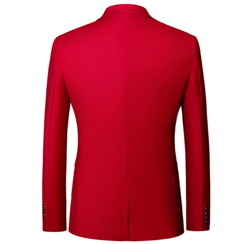 YFFUSHI Men's 2 Piece Suit Solid Two-Button Casual Elegant Tuxedo Red