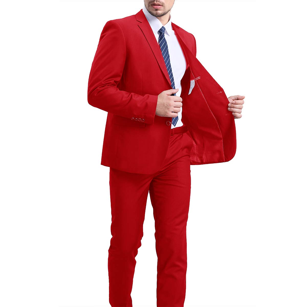 YFFUSHI Men's 2 Piece Suit Solid Two-Button Casual Elegant Tuxedo Red