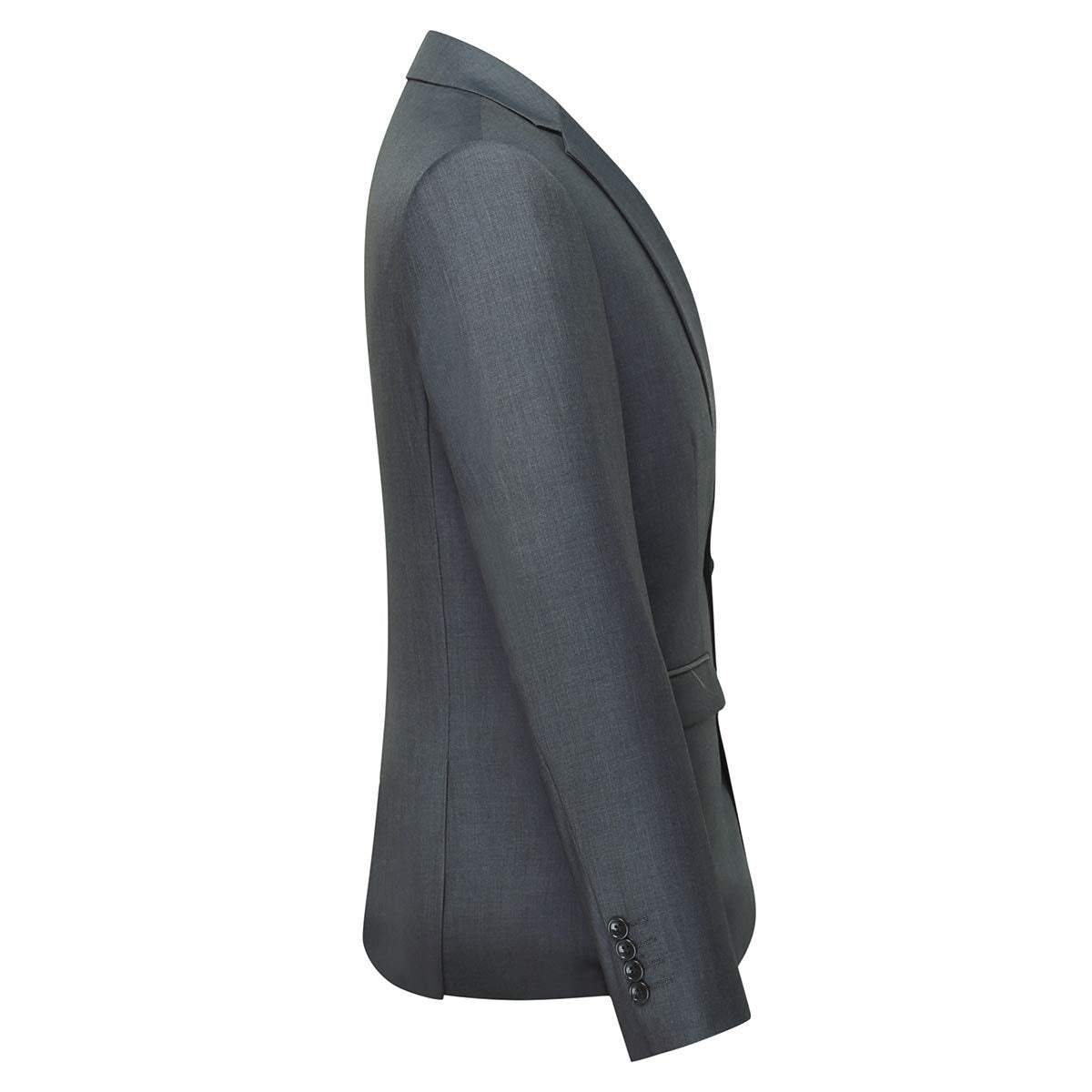 YFFUSHI Mens 2 Piece Set Slim Fit Casual Formal 1 Button Blazer Solid Dress Suit Shirt Dark Gray