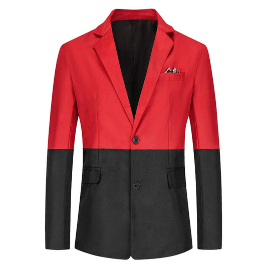 YFFUSHI Mens Casual Blazer 2 Buttons Classic Fit Daily Sports Coat Red Black