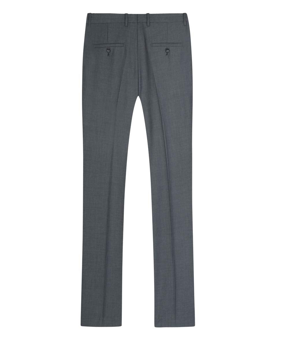 YFFUSHI Mens Slim Fit Straight Flat Adjustable Waist Suit Pants Dark Grey