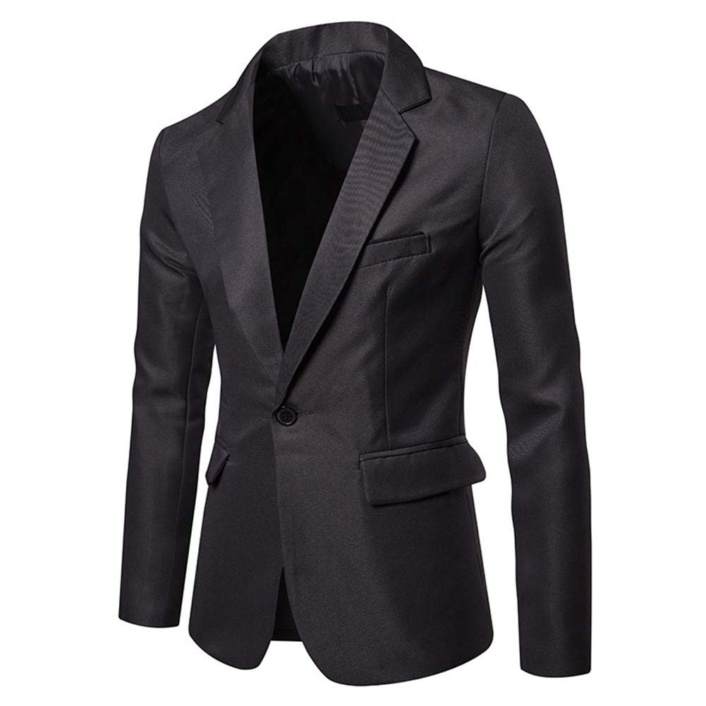 YFFUSHI Mens Suit Jacket 1 Button Notched Lapel Sport Coat Business Daily Blazer Dark Grey