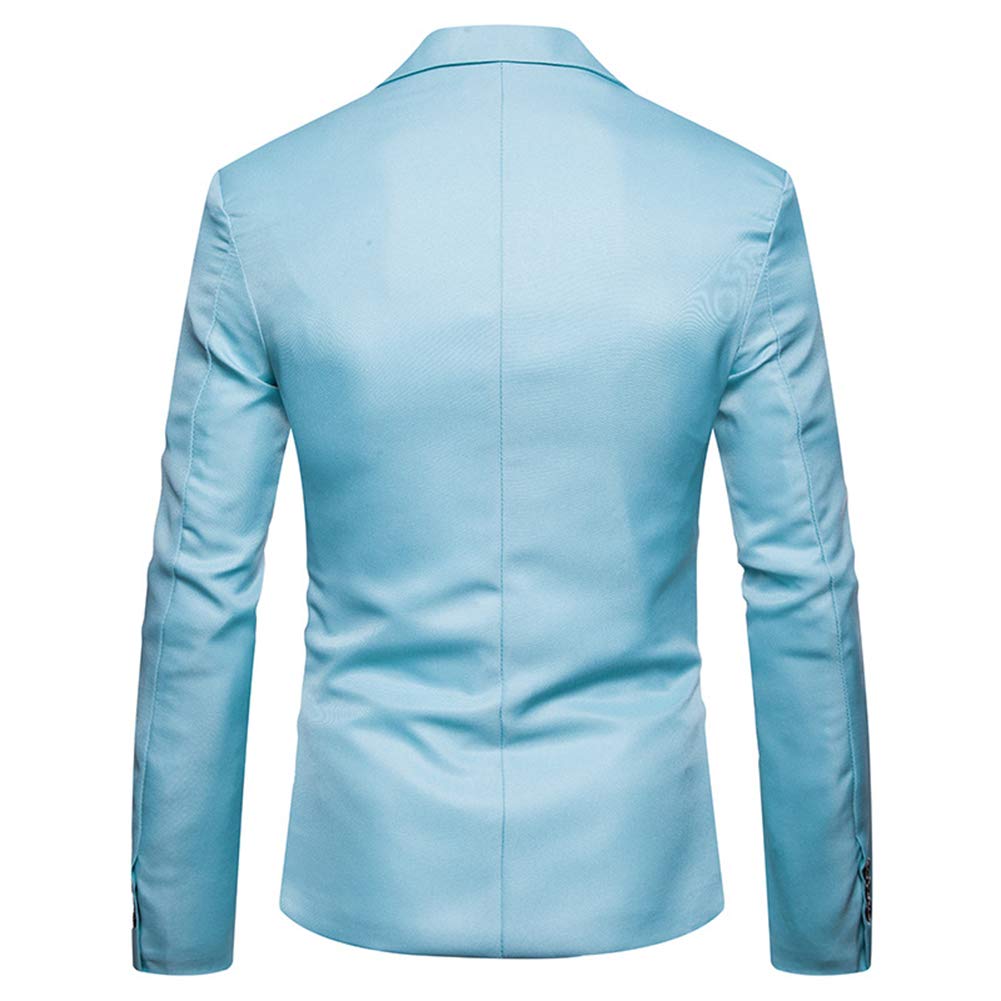 YFFUSHI Mens Suit Jacket 1 Button Notched Lapel Sport Coat Business Daily Blazer Light Blue