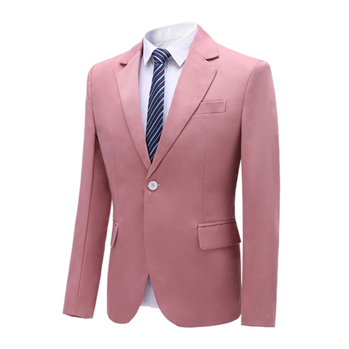 YFFUSHI Men's 2 Piece Suit One Button Closure Solid Color Suit Set Light Pink