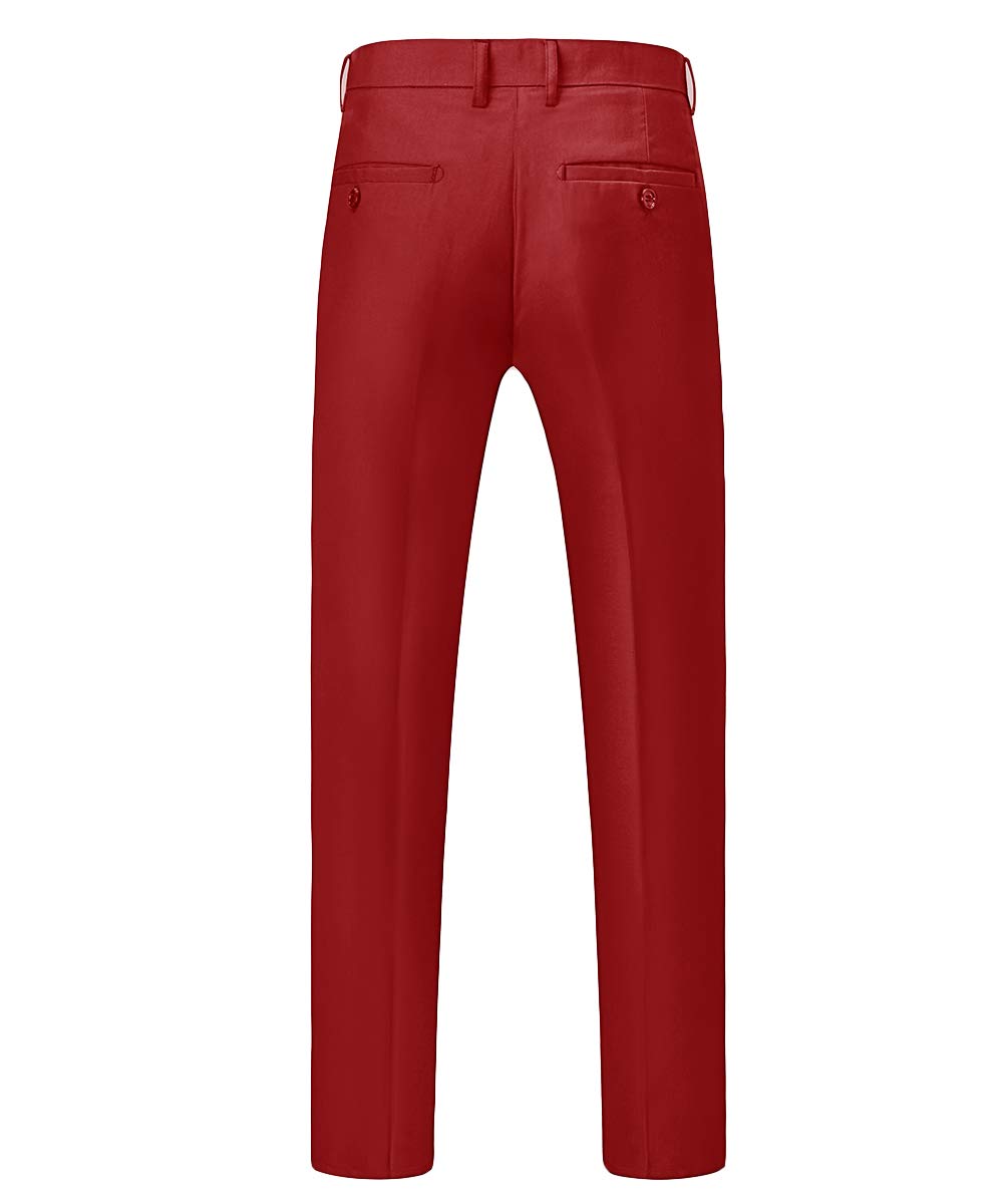 YFFUSHI Mens Slim Fit Classic Fit One Button 3-Piece Suits Red