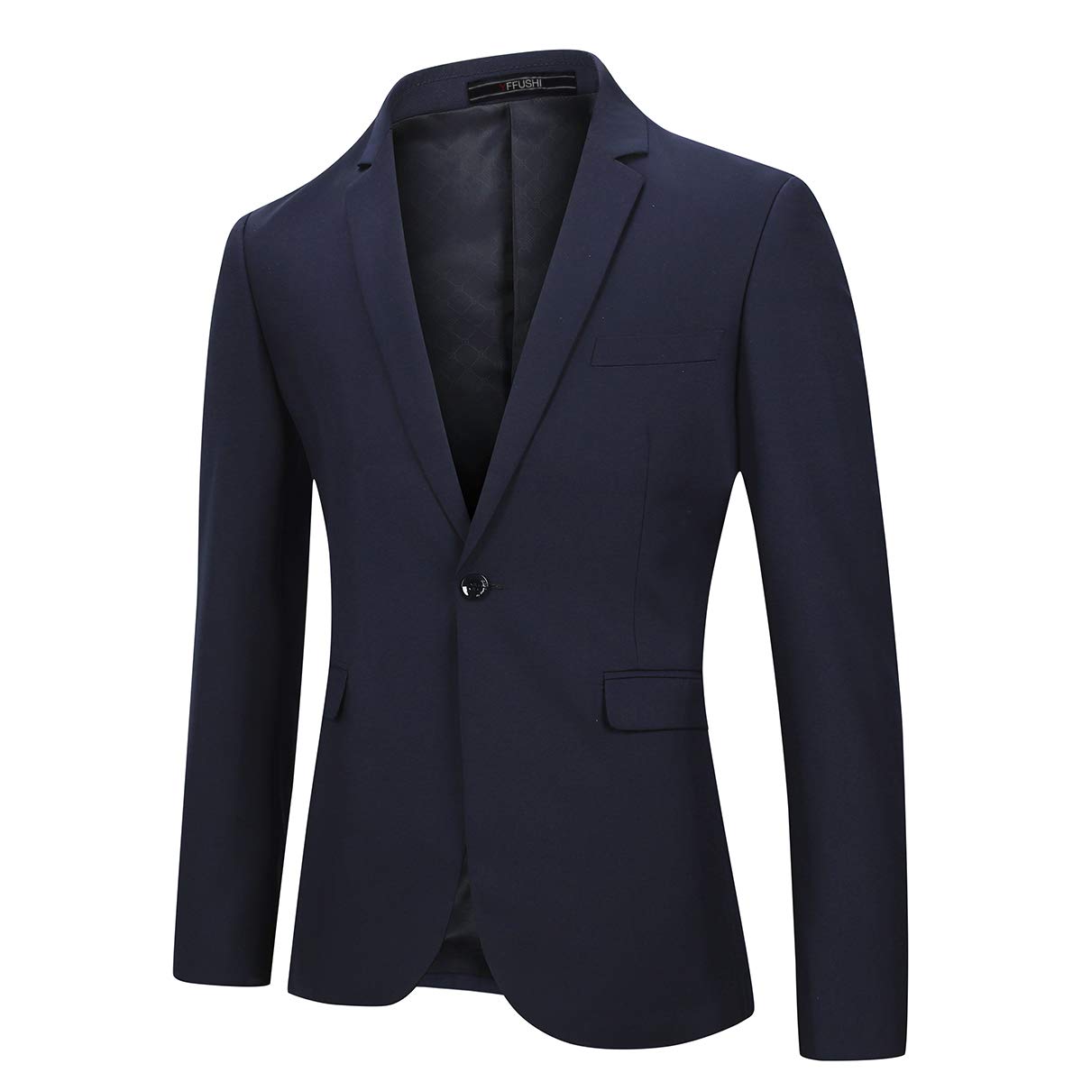 YFFUSHI Mens 2 Piece Suits One Button Formal Slim Fit Solid Color Wedding Tuxedo Navy