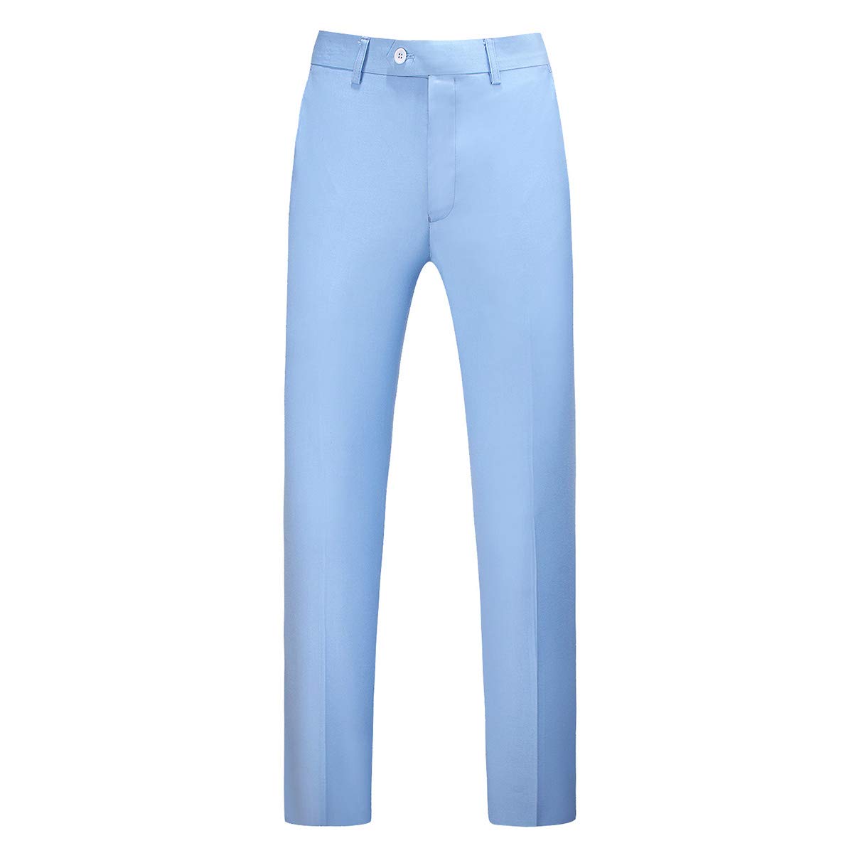 YFFUSHI Mens Flat Front Pants Slim Fit Premium Comfort Dress Trousers Light Blue