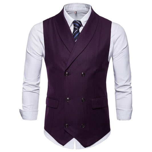 YFFUSHI Mens Slim Fit Turn Down Collar Premium Vest Waistcoat Wine Red