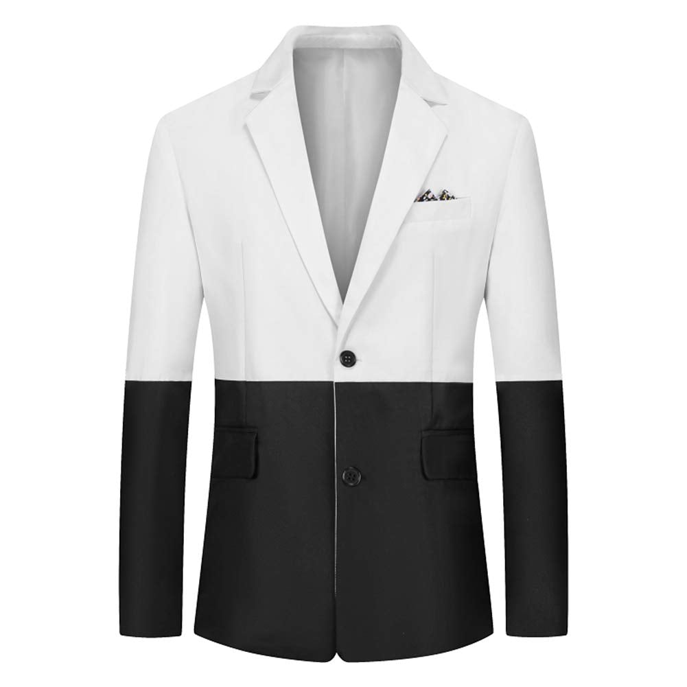 YFFUSHI Mens Suit Blazer 2 Buttons Classic Fit Daily Sports Coat White Black