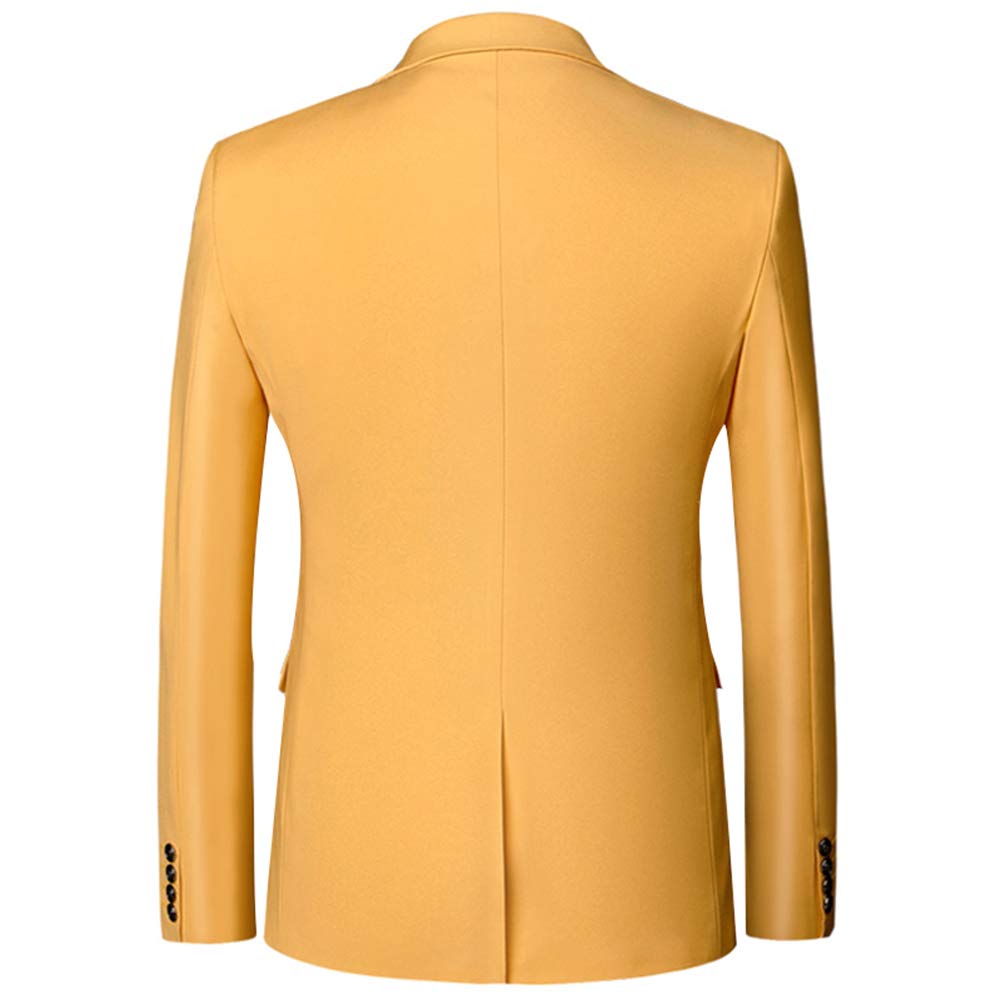 YFFUSHI Men's 2 Piece Suit Solid Two-Button Casual Elegant Tuxedo Yellow