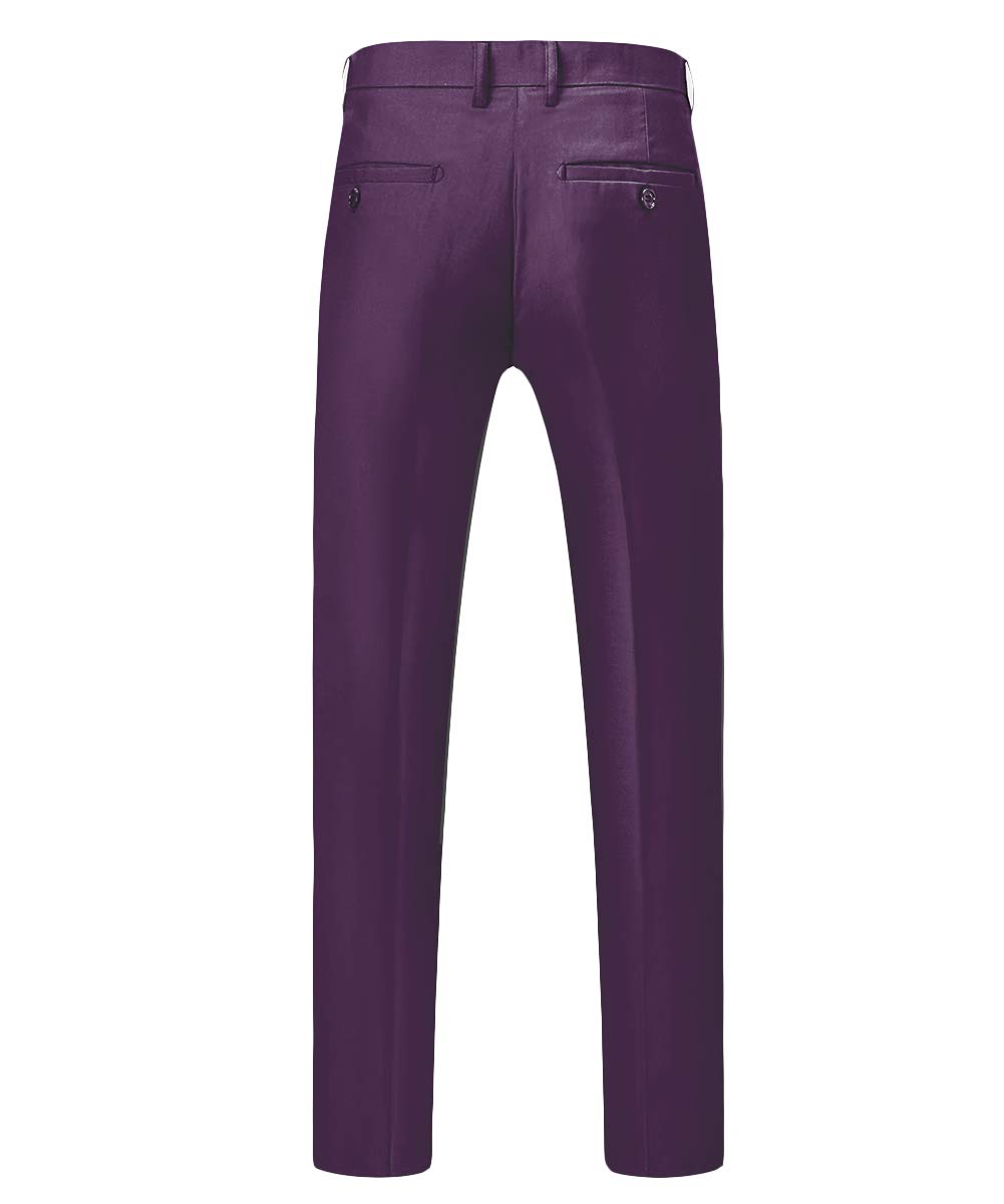 YFFUSHI Mens Slim Fit Classic Fit One Button 3-Piece Suits Purple