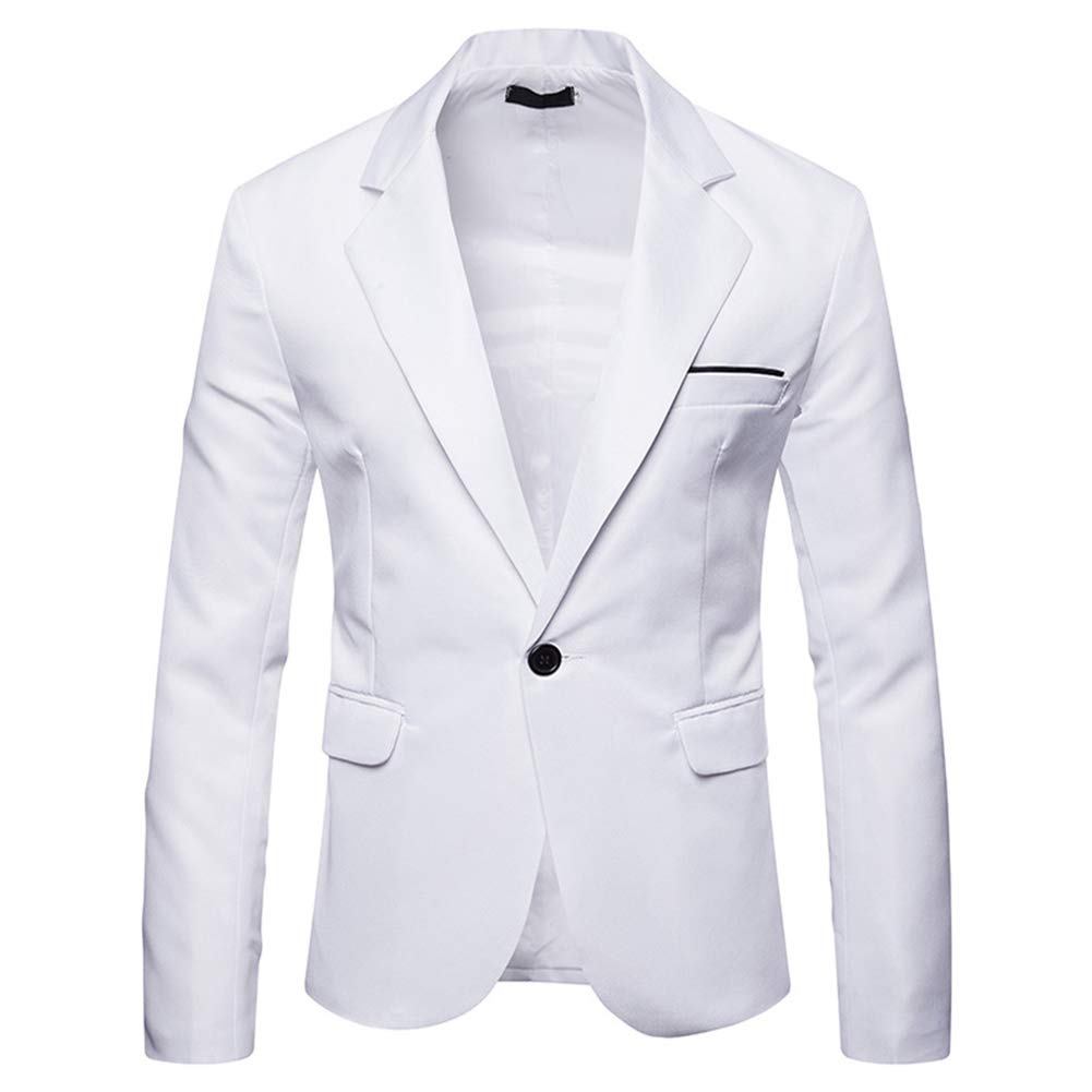 YFFUSHI Mens Suit Jacket 1 Button Notched Lapel Sport Coat Business Daily Blazer White