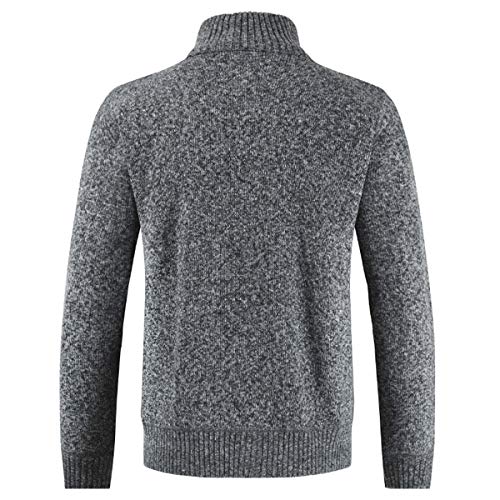 Mens Knitted Cardigan Thick Sweater Full Zip Stand Collar Warm Jumper Fleece Lined Winter Coat