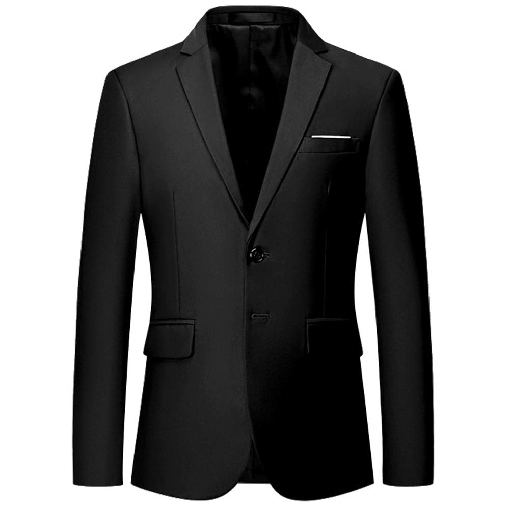 YFFUSHI Men's 2 Piece Suit Solid Two-Button Casual Elegant Tuxedo Black