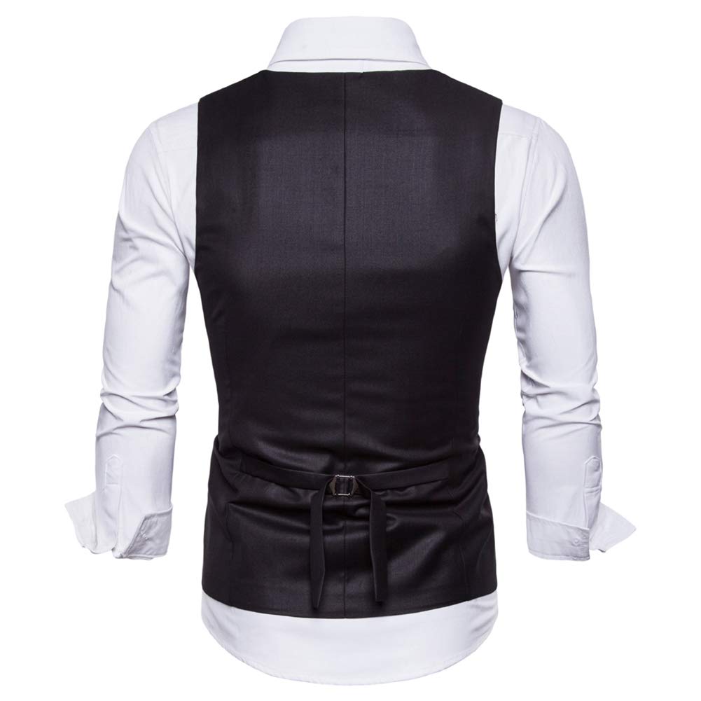 YFFUSHI Mens Slim Fit Formal Premium Button Down Vest Waistcoat Black 1