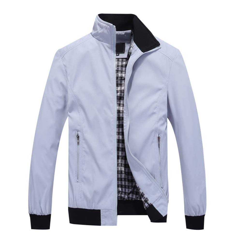 YFFUSHI Mens Casual Jacket Lightweight Outdoor Zipper Softshell Windbreaker Jacket Light Grey