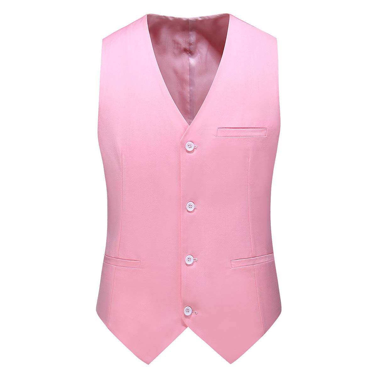 YFFUSHI Mens 3 Piece Dress Suit 1 Button Formal Casual Tux Vest Trousers Pink