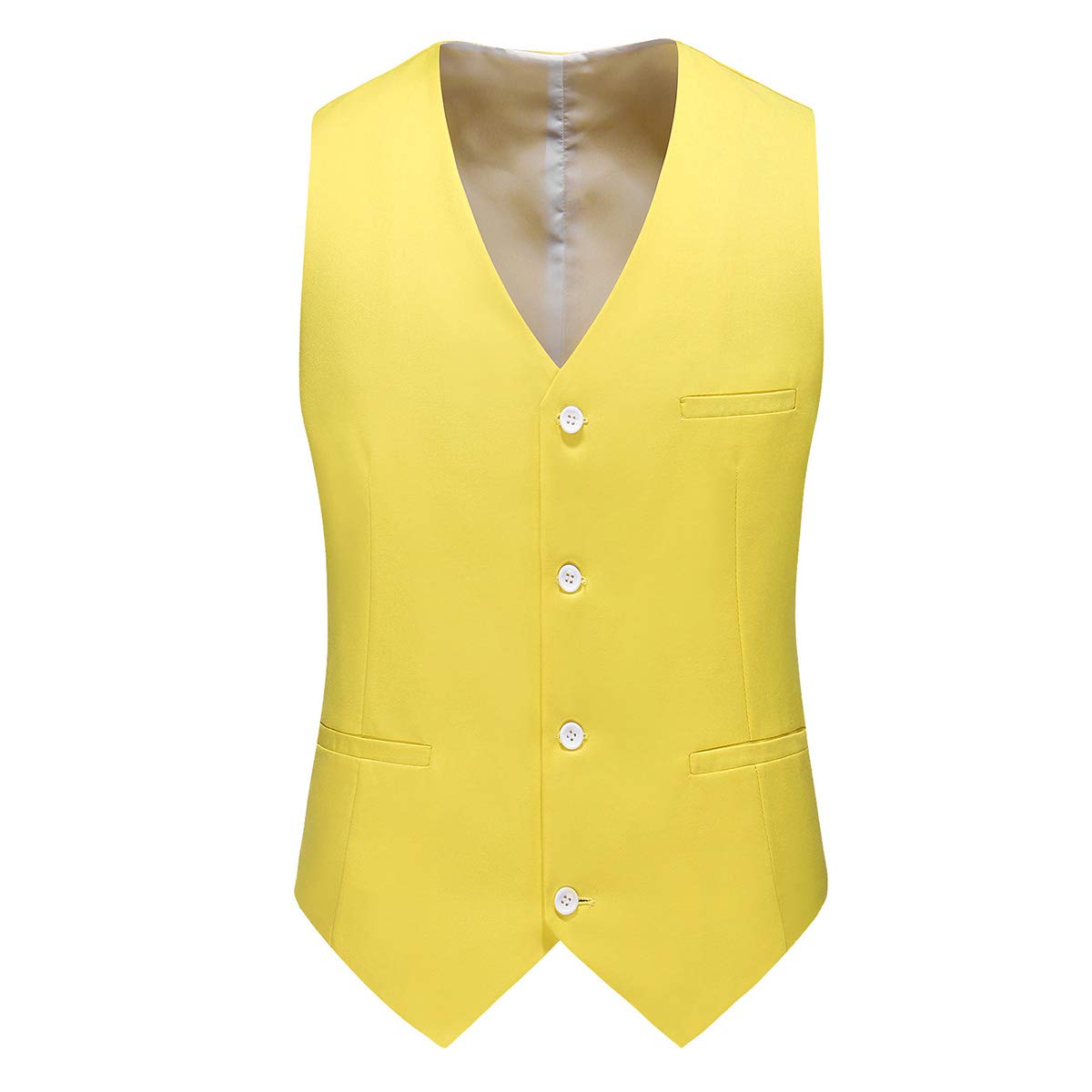 YFFUSHI Mens 3 Piece Dress Suit 1 Button Formal Casual Tux Vest Trousers Yellow