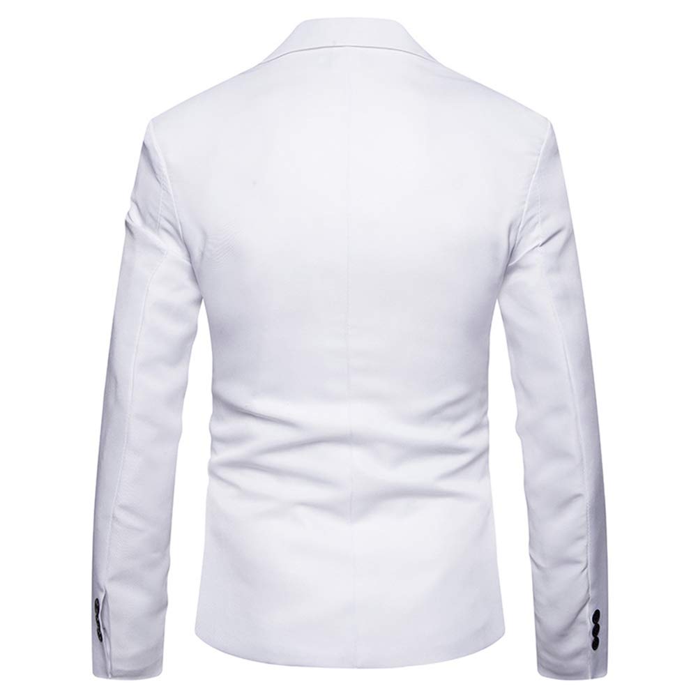 YFFUSHI Mens Suit Jacket 1 Button Notched Lapel Sport Coat Business Daily Blazer White