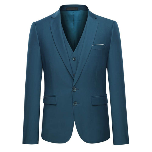 YFFUSHI Mens Suit Jacket Vest 2 Piece Set Slim Fit Separate Casual Formal Dress Tops Blue