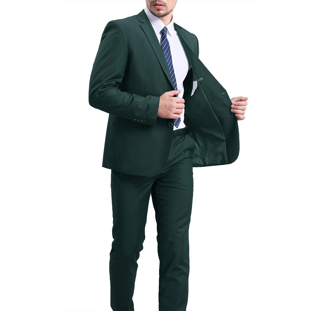 YFFUSHI Men's 2 Piece Suit Solid Two-Button  Casual Elegant Tuxedo Dark Green