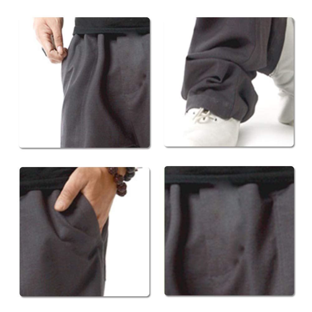 YFFUSHI Mens Casual Drawstrintg Pants Line Lightweight Loose Fit Dark Grey