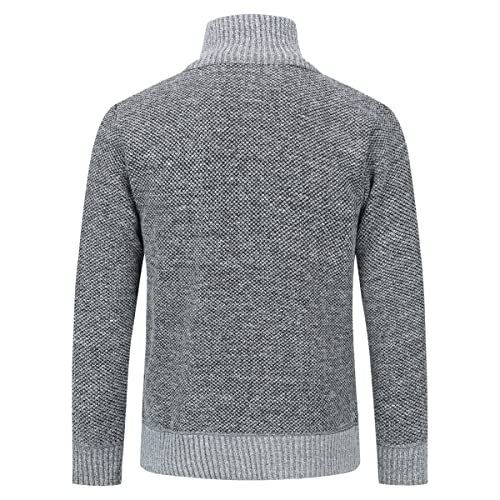 Mens Knitted Cardigan Thick Sweater Full Zip Stand Collar Warm Jumper Fleece Lined Winter Coat