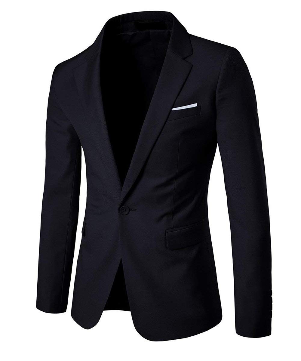 Mens Black 2 Piece Slim Fit One Button Suits