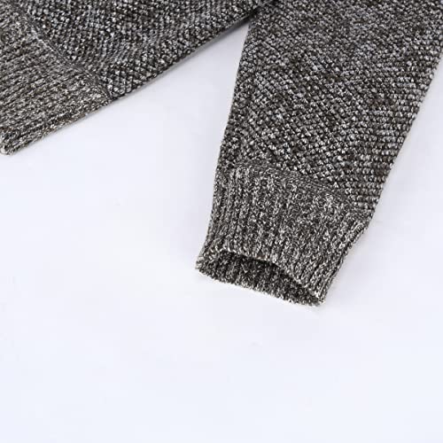 Mens Knitted Cardigan Thick Sweater Full Zip Stand Collar Warm Jumper Fleece Lined Winter Coat