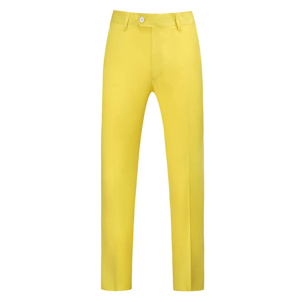 YFFUSHI Mens 2 Piece Suits 1 Button Slim Fit Notched Lapel Solid Formal Jacket Pants Set Yellow