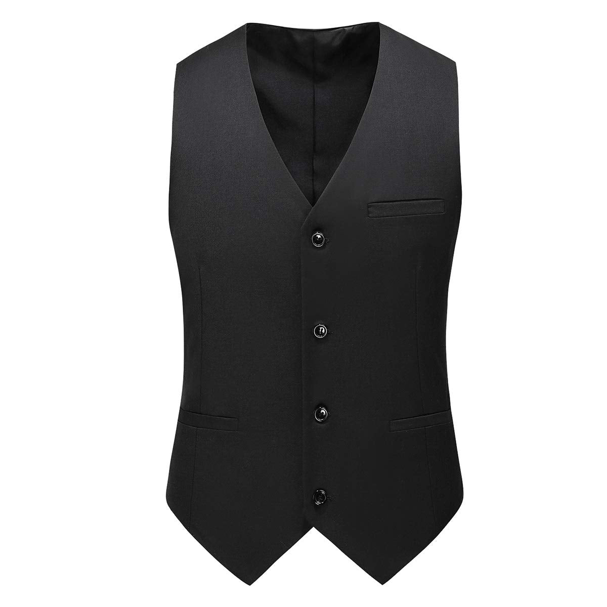 YFFUSHI Mens 3 Piece Dress Suit 1 Button Formal Casual Tux Vest Trousers Black