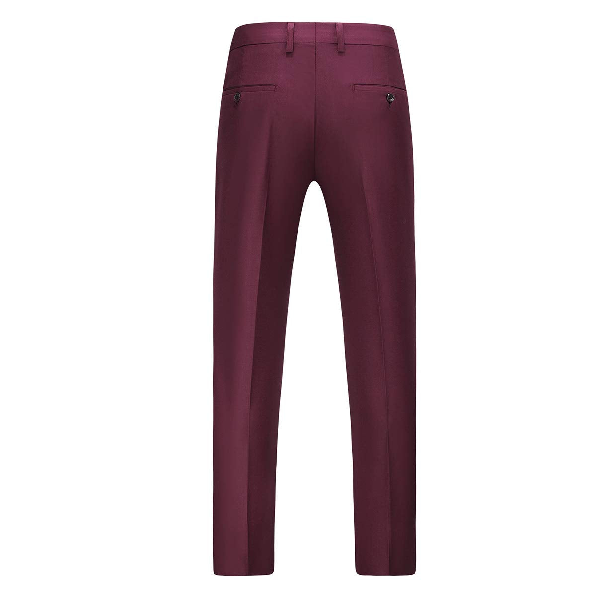 YFFUSHI Mens Flat Front Pants Slim Fit Premium Comfort Dress Trousers Wine Red