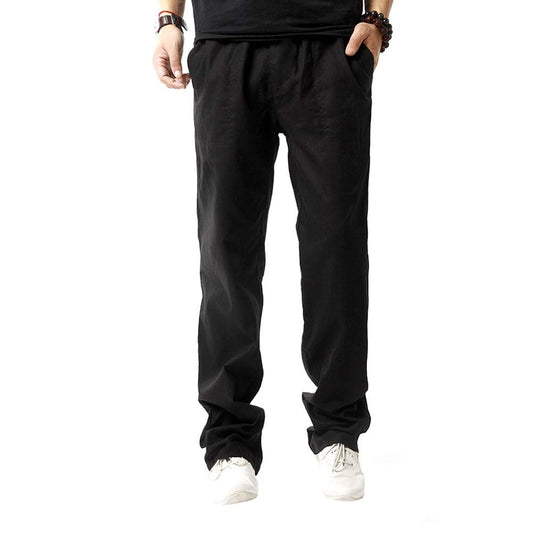 YFFUSHI Mens Casual Drawstrintg Pants Line Lightweight Loose Fit Black