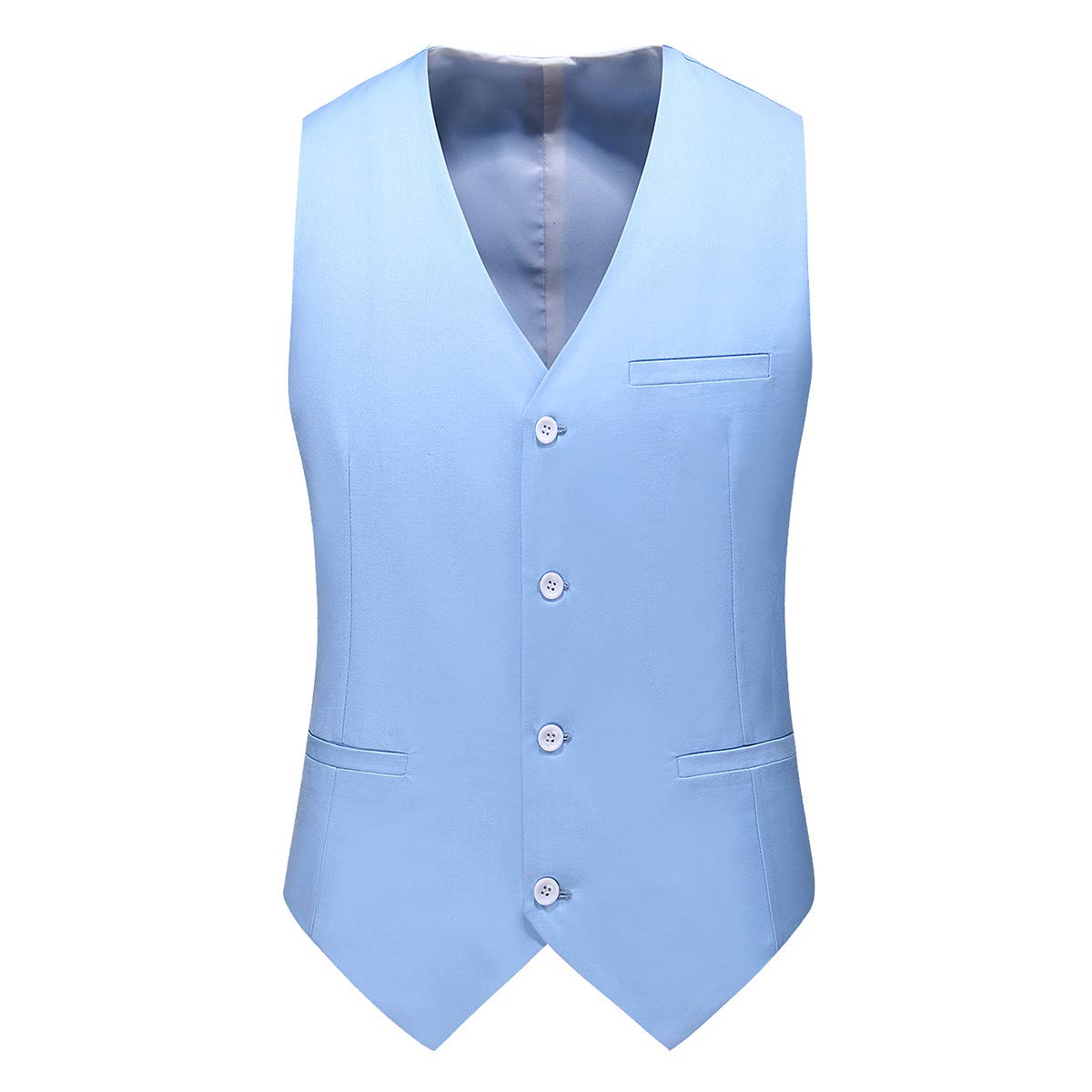 YFFUSHI Mens 3 Piece Dress Suit 1 Button Formal Casual Tux Vest Trousers Light Blue