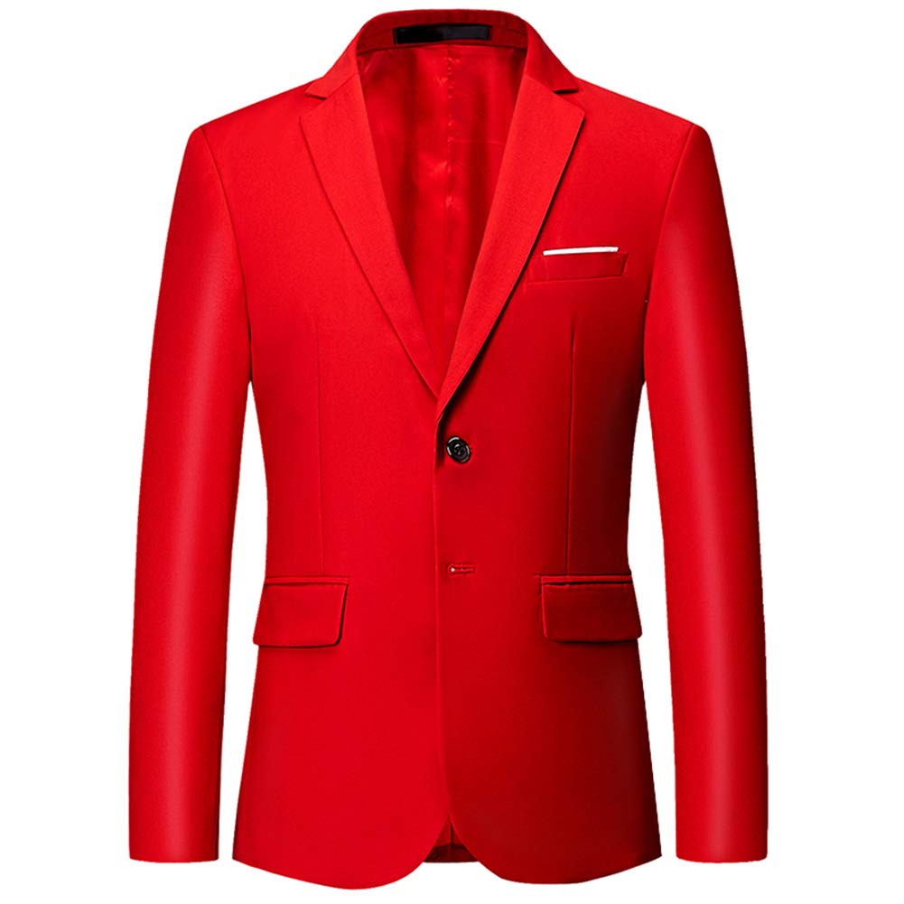 YFFUSHI Men's 2 Piece Suit Solid Two-Button Casual Elegant Tuxedo Red