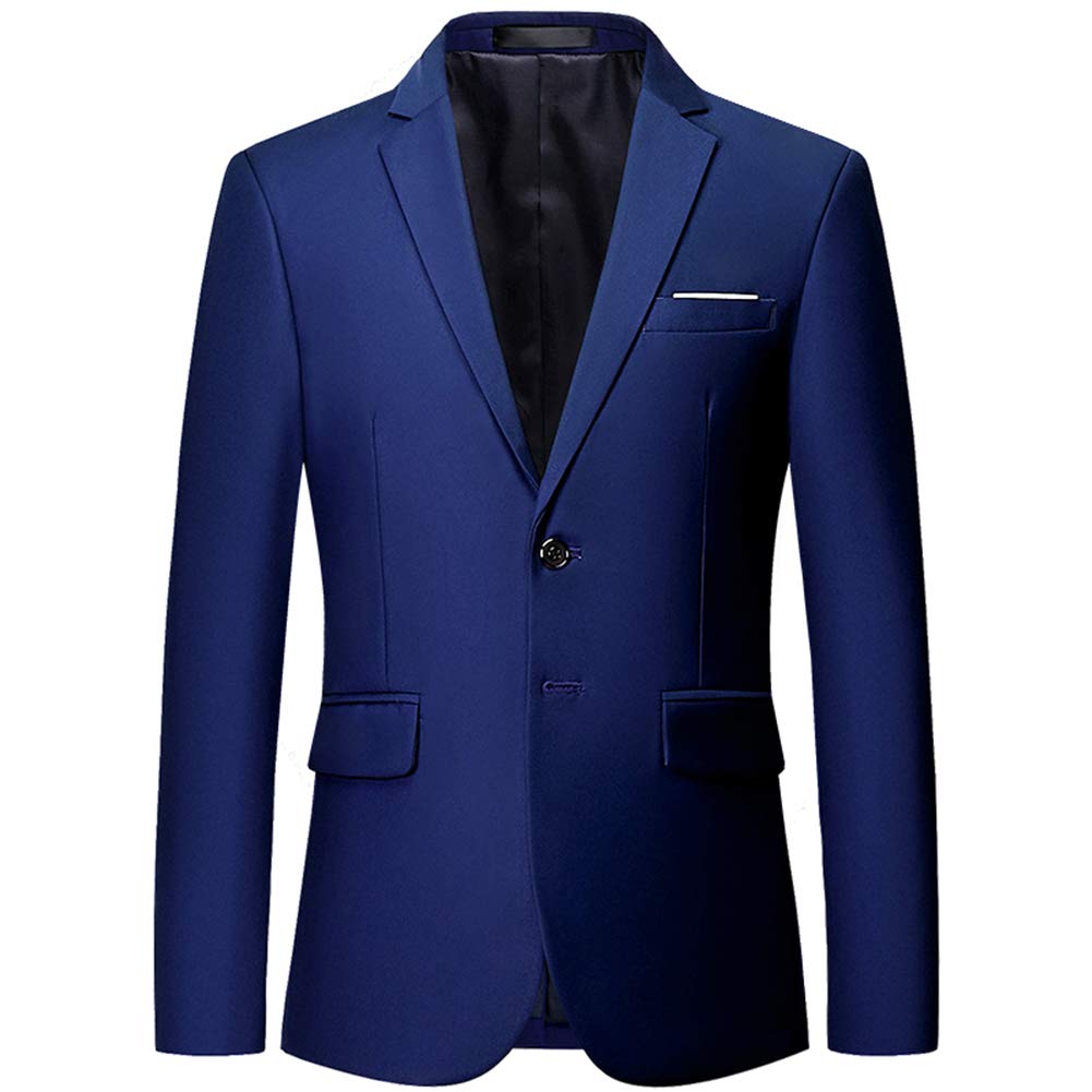 YFFUSHI Men's 2 Piece Suit Solid Two-Button Casual Elegant Tuxedo Royal Blue