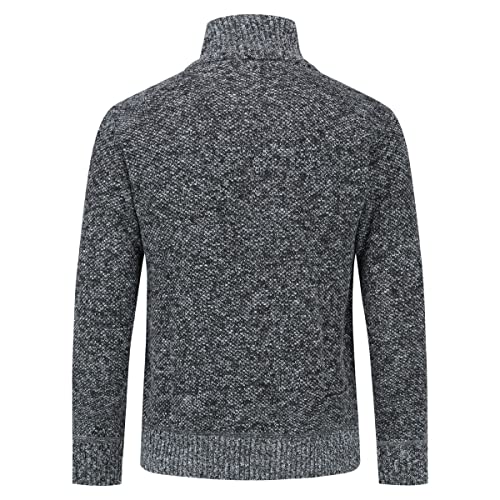 Mens Knitted Cardigan Thick Sweater Full Zip Stand Collar Warm Jumper Fleece Lined Winter Coat