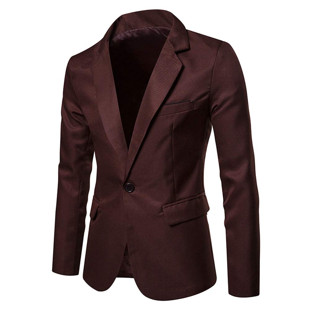 YFFUSHI Mens Suit Jacket 1 Button Notched Lapel Sport Coat Business Daily Blazer Coffee