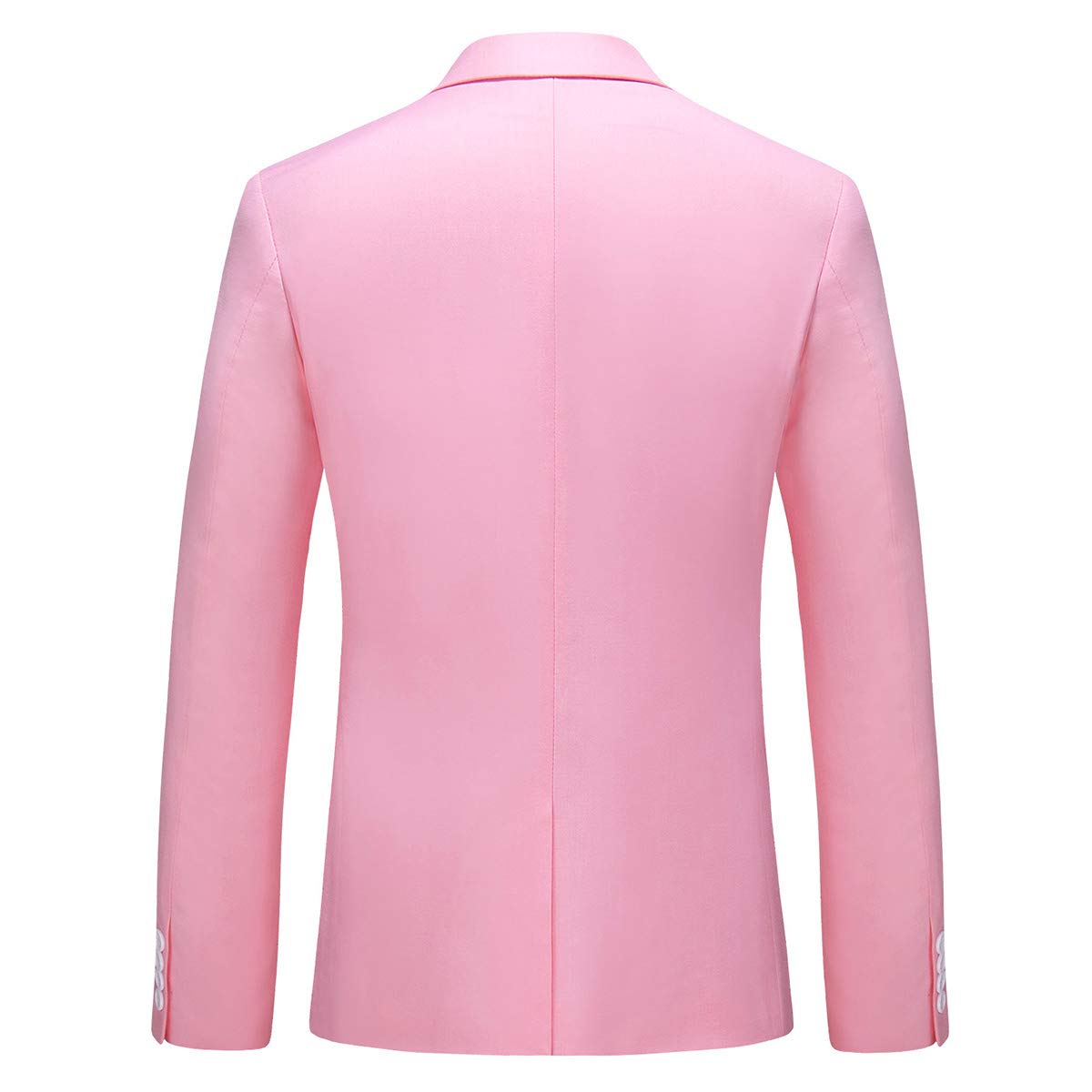 YFFUSHI Mens 2 Piece Suits 1 Button Slim Fit Notched Lapel Solid Formal Jacket Pants Set Pink