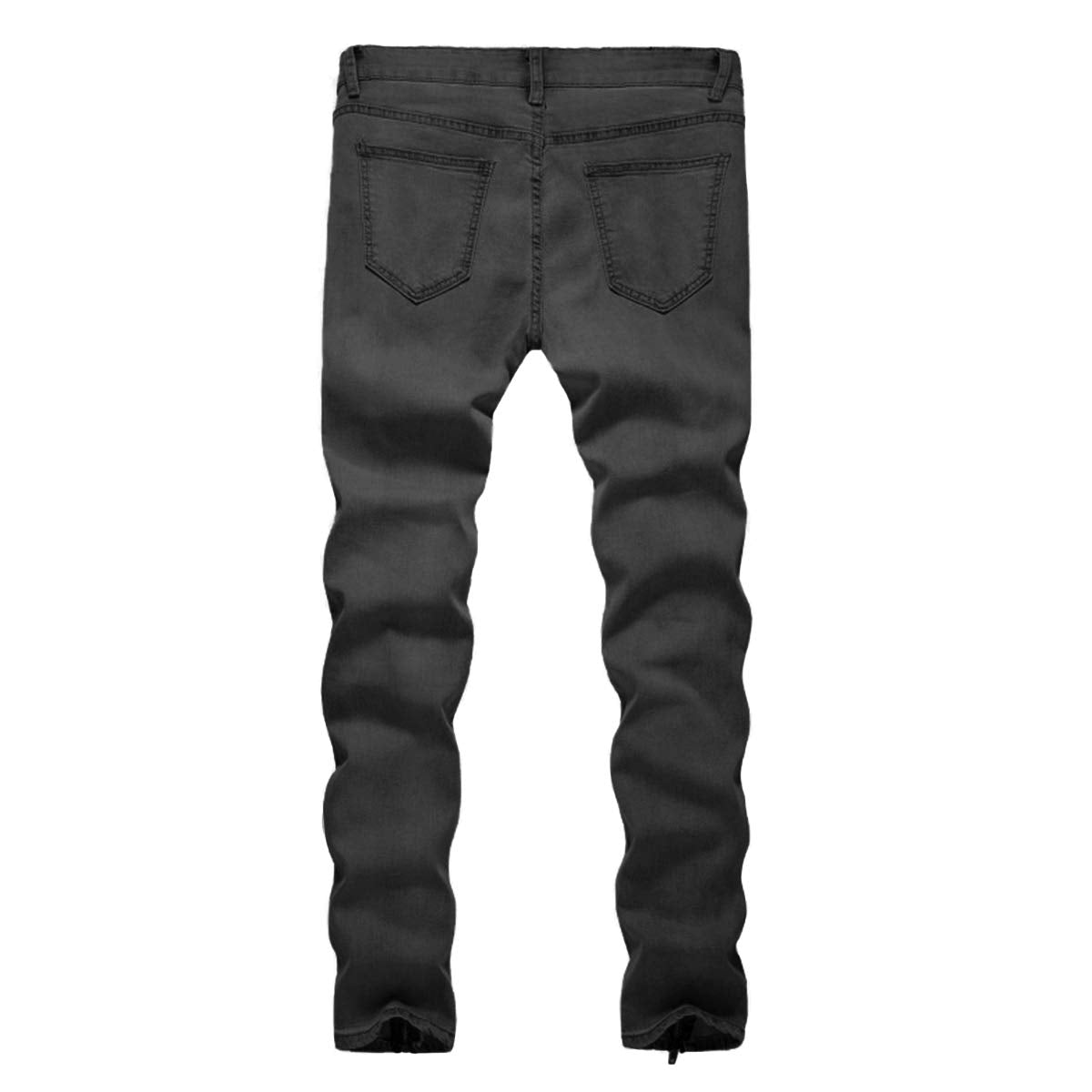 YFFUSHI Mens Ripped Stretch Jeans Distressed Holes Comfy with Zipper Slim Fit Denim Pants Black Grey