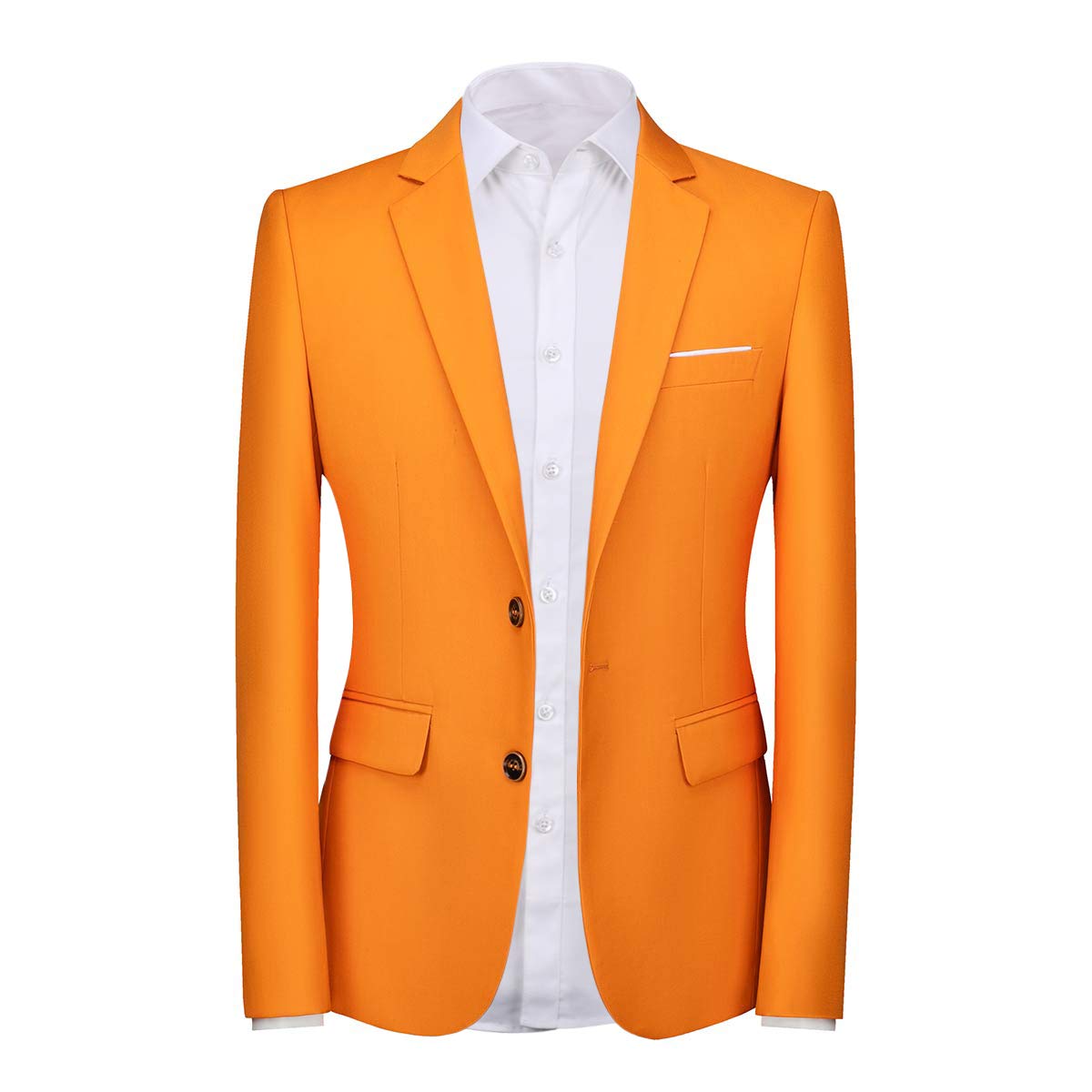 YFFUSHI Mens 3 Piece Suits Slim Fit 2 Buttons Business Wedding Formal Orange