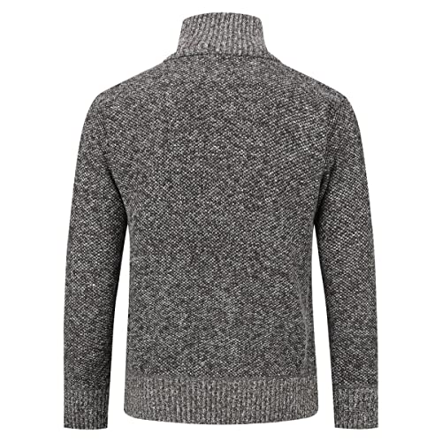 Mens Knitted Cardigan Thick Sweater Full Zip Stand Collar Warm Jumper Fleece Lined Winter Coat