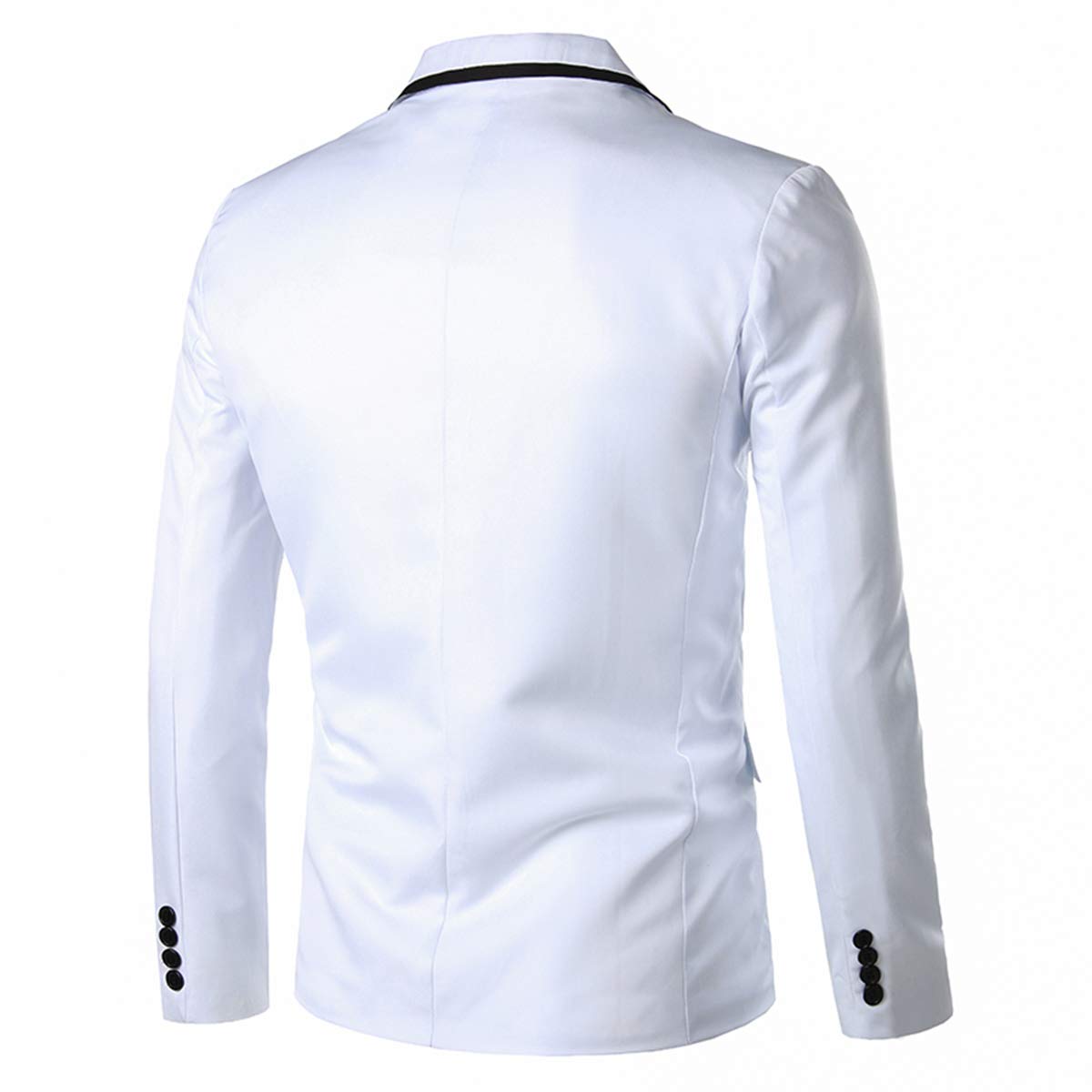 YFFUSHI Men's Casual Suit Jacket 1 Button Slim Fit Business Solid Blazer Coat White