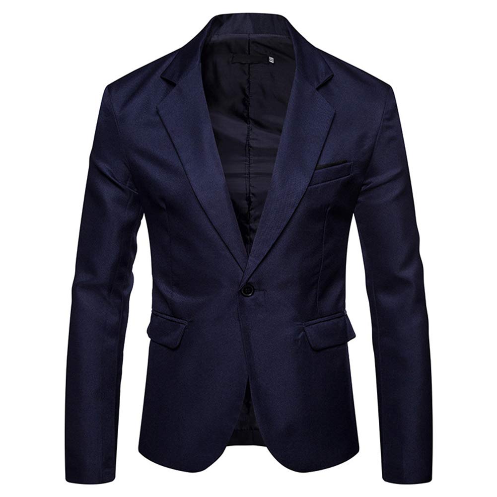 YFFUSHI Mens Suit Jacket 1 Button Notched Lapel Sport Coat Business Daily Blazer Navy