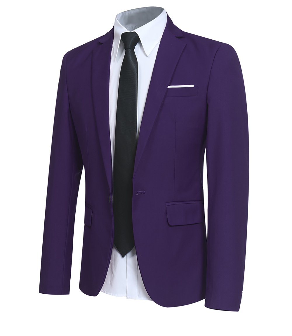 Mens Purple Slim Fit One Button Blazer